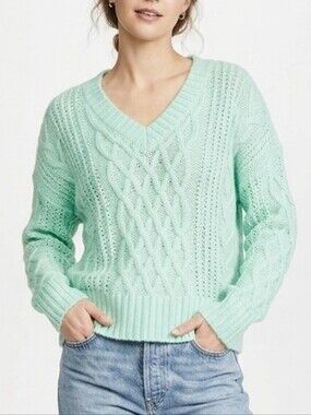 Cocovive Mint Knit V neck Sweater